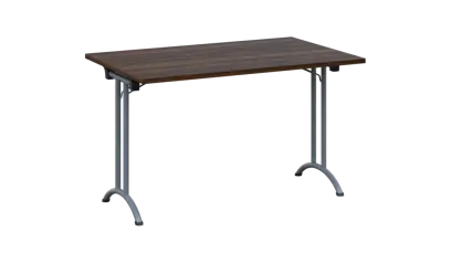 SLA 125 lak skládací jednací stůl 1250x800, deska 25 mm, podnož stříbrný lak, deska ořech královský